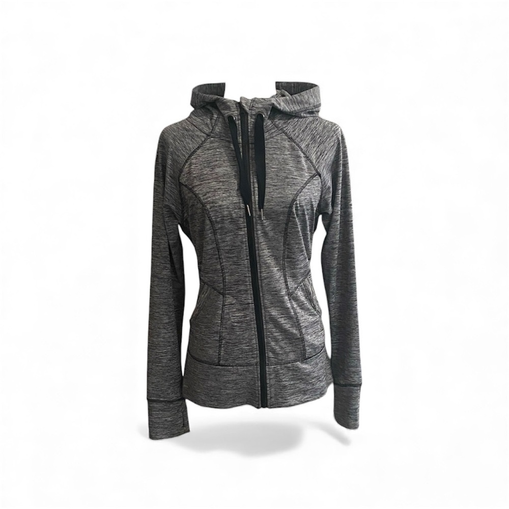 90 Degree Black Gray Space Dye Full Zip Hoodie Jacket Athletic Athleisure Gym - Picture 4 of 9